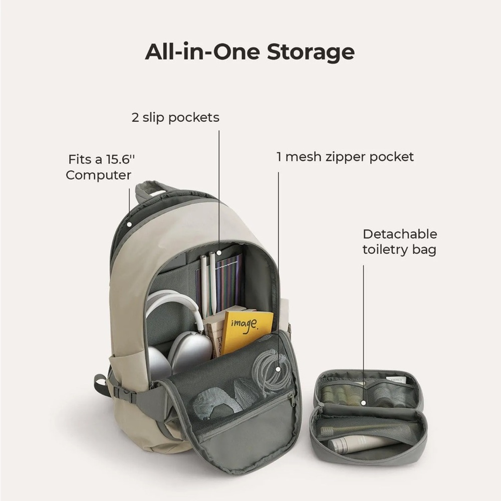 BAGSMART Gray and Cream Men's Backpack - Picture 7 of 15